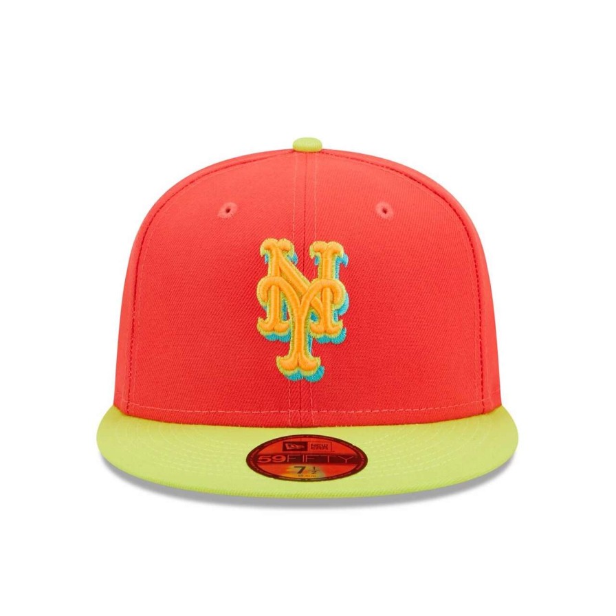 Team * | Men'S New York Mets New Era Red/Neon Green Lava Highlighter Combo 59Fifty Fitted Hat