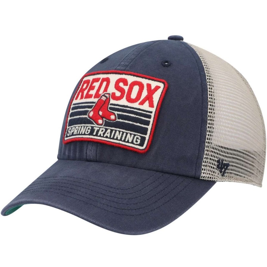 Team * | Men'S Boston Red Sox '47 Navy/Tan Four Stroke Clean Up Trucker Snapback Hat