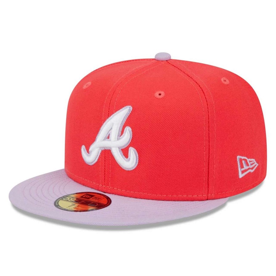 Team * | Men'S Atlanta Braves New Era Red/Lavender Spring Color Two-Tone 59Fifty Fitted Hat