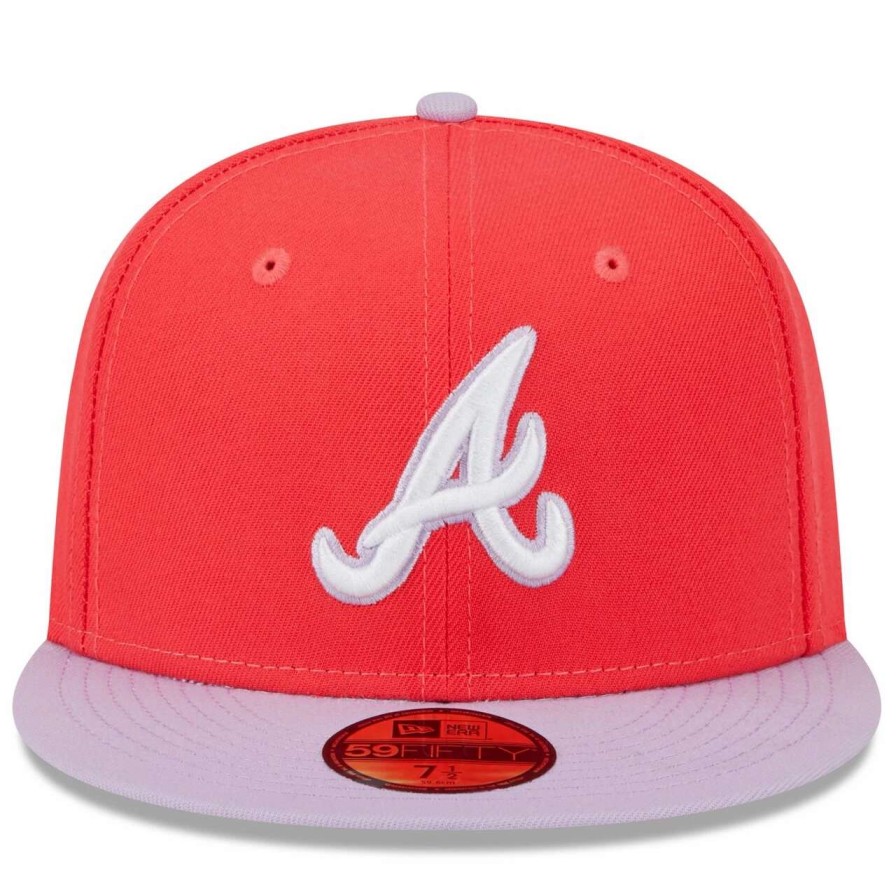 Team * | Men'S Atlanta Braves New Era Red/Lavender Spring Color Two-Tone 59Fifty Fitted Hat