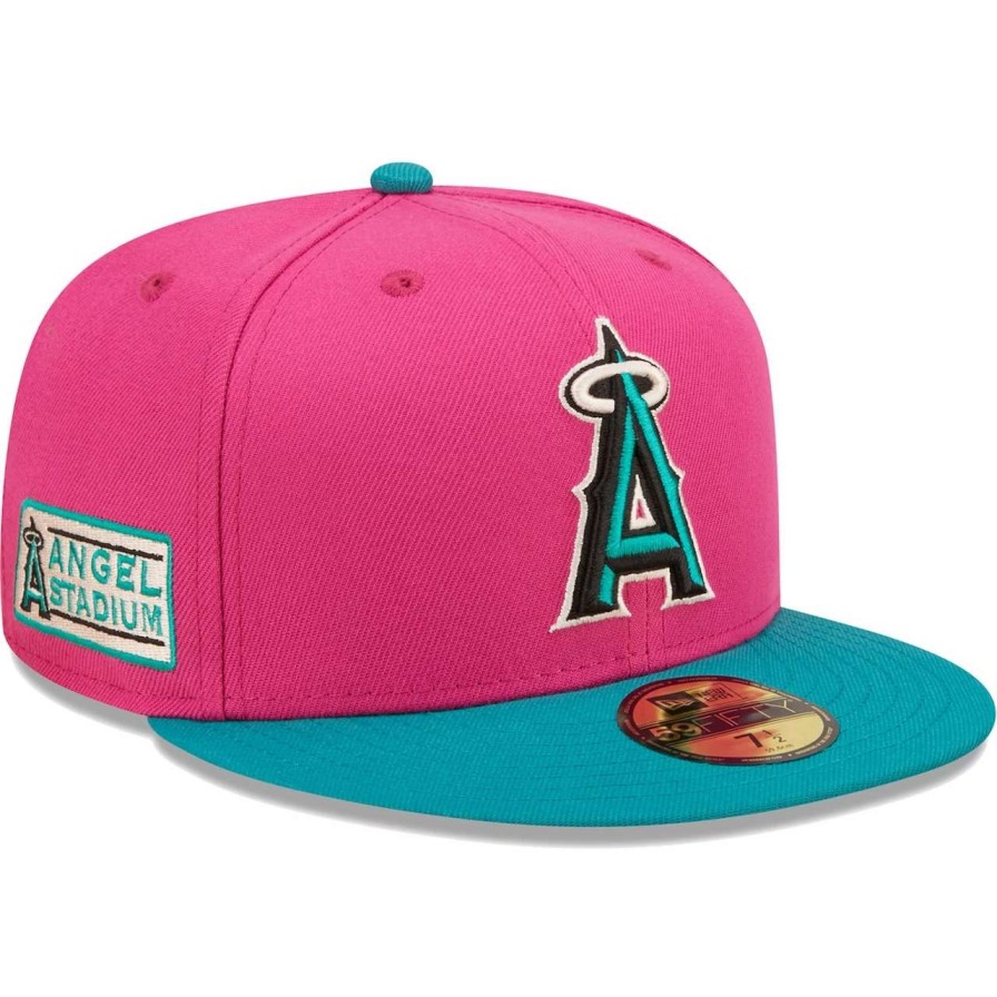 Team * | Men'S Los Angeles Angels New Era Pink/Green Cooperstown Collection Angel Stadium Passion Forest 59Fifty Fitted Hat