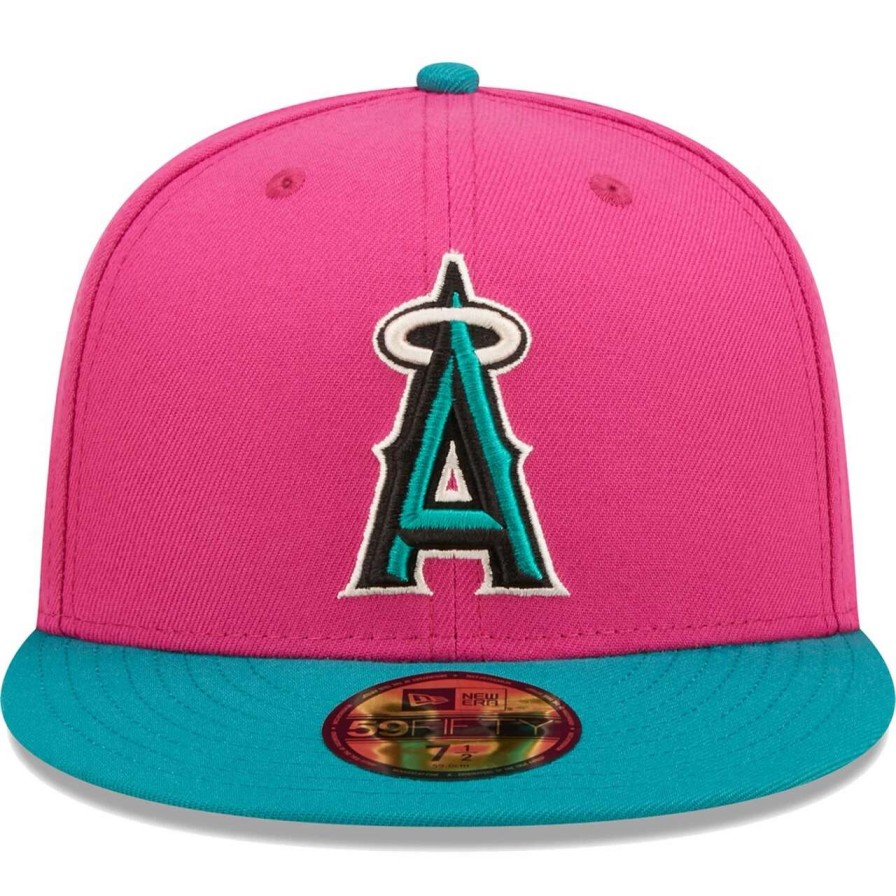 Team * | Men'S Los Angeles Angels New Era Pink/Green Cooperstown Collection Angel Stadium Passion Forest 59Fifty Fitted Hat