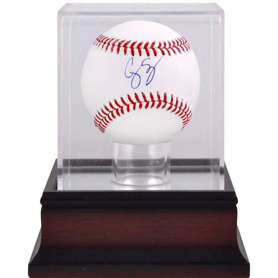 Collectibles & Memorabilia * | Autographed Texas Rangers Corey Seager Fanatics Authentic Baseball & Mahogany Baseball Display Case