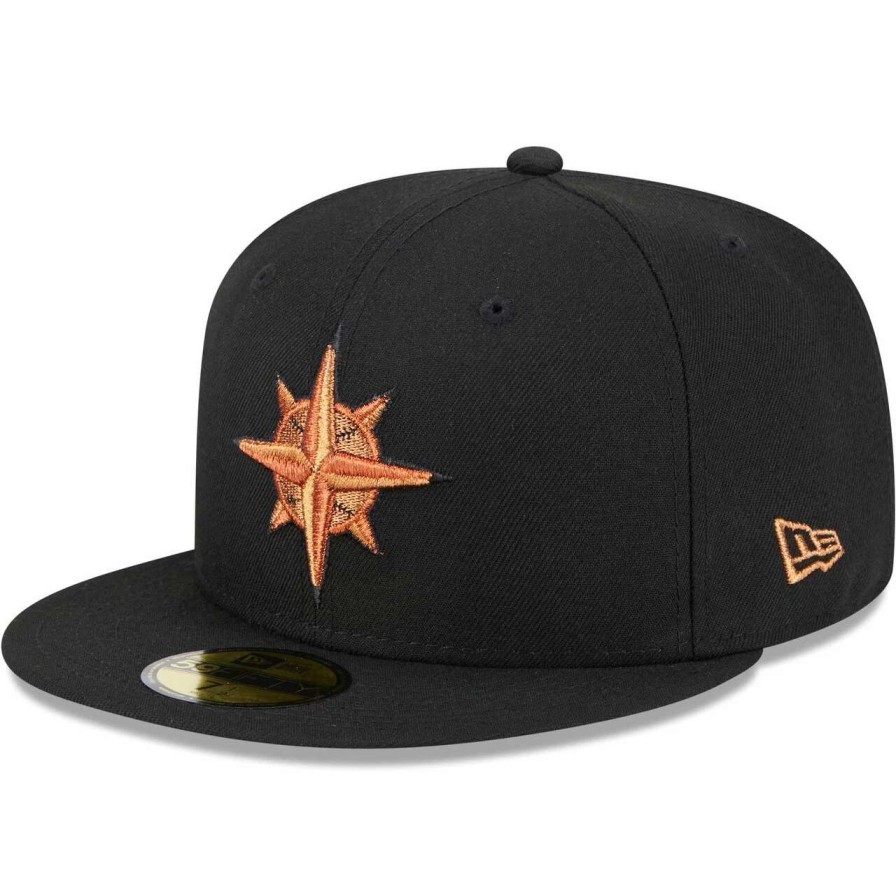 Team * | Men'S Seattle Mariners New Era Black Metallic Pop 59Fifty Fitted Hat