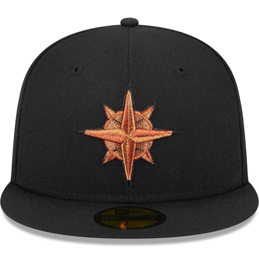 Team * | Men'S Seattle Mariners New Era Black Metallic Pop 59Fifty Fitted Hat