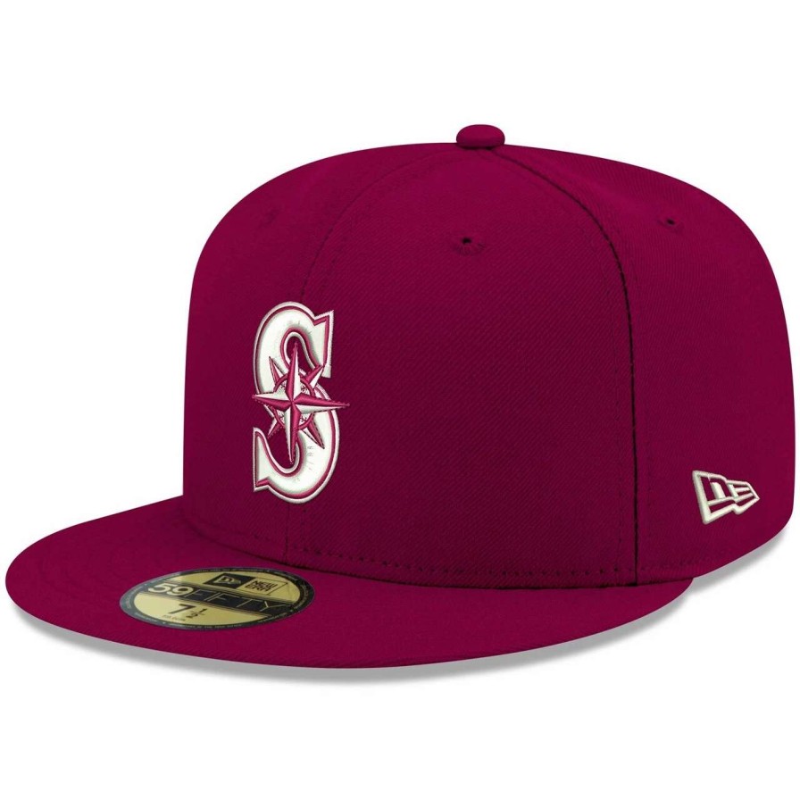 Team * | Men'S Seattle Mariners New Era Cardinal White Logo 59Fifty Fitted Hat