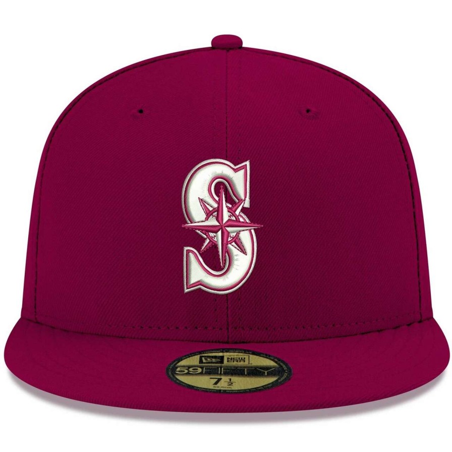 Team * | Men'S Seattle Mariners New Era Cardinal White Logo 59Fifty Fitted Hat