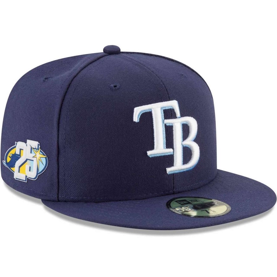 Team * | Men'S Tampa Bay Rays New Era Navy 25Th Anniversary Authentic Collection On-Field 59Fifty Fitted Hat