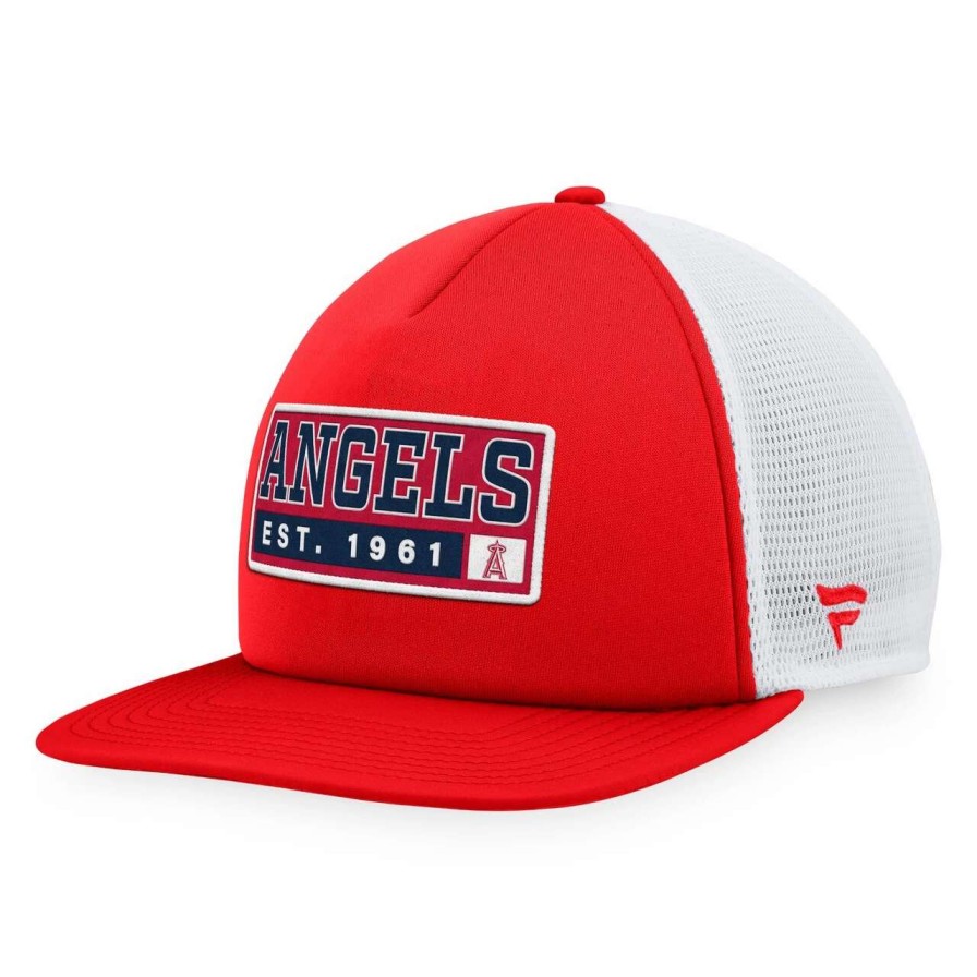 Team * | Men'S Los Angeles Angels Majestic Red/White Foam Trucker Snapback Hat