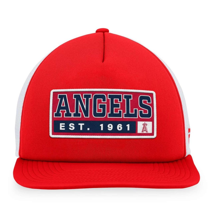 Team * | Men'S Los Angeles Angels Majestic Red/White Foam Trucker Snapback Hat