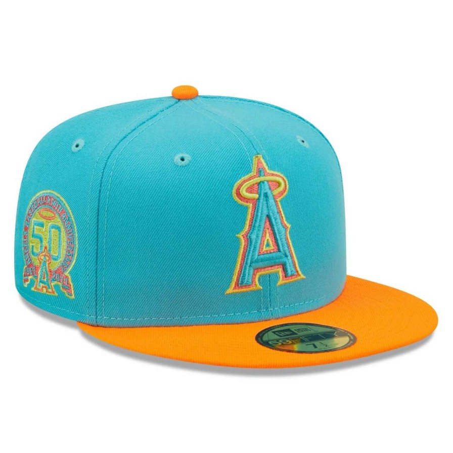 Team * | Men'S Los Angeles Angels New Era Blue/ Vice Highlighter 59Fifty Fitted Hat