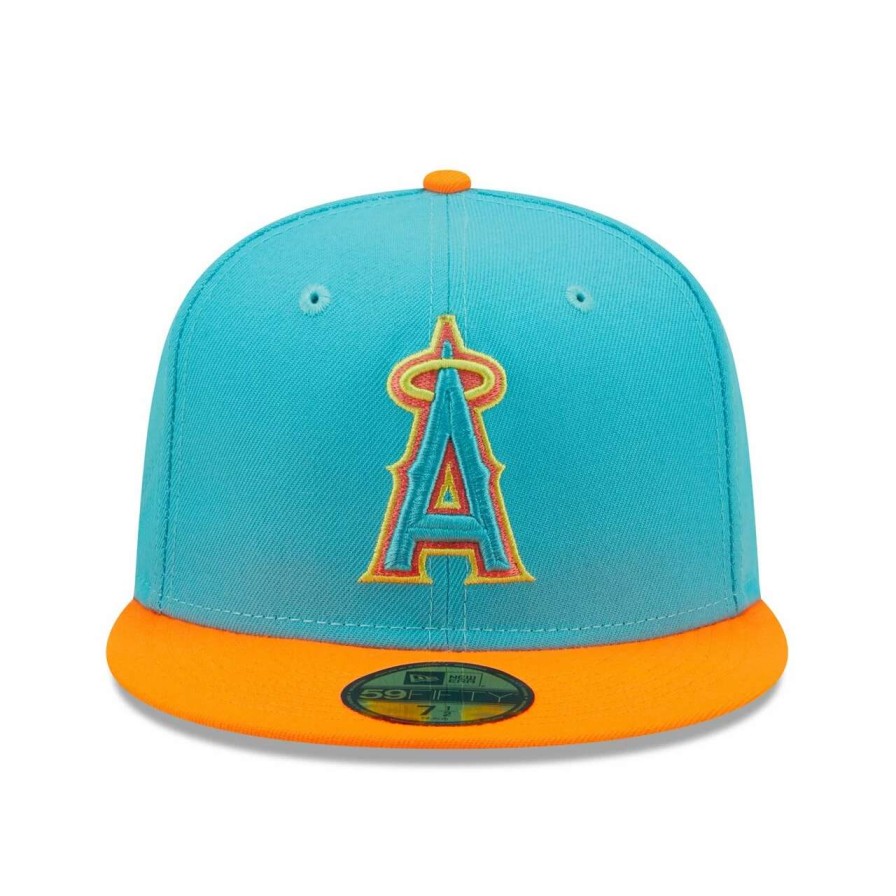 Team * | Men'S Los Angeles Angels New Era Blue/ Vice Highlighter 59Fifty Fitted Hat