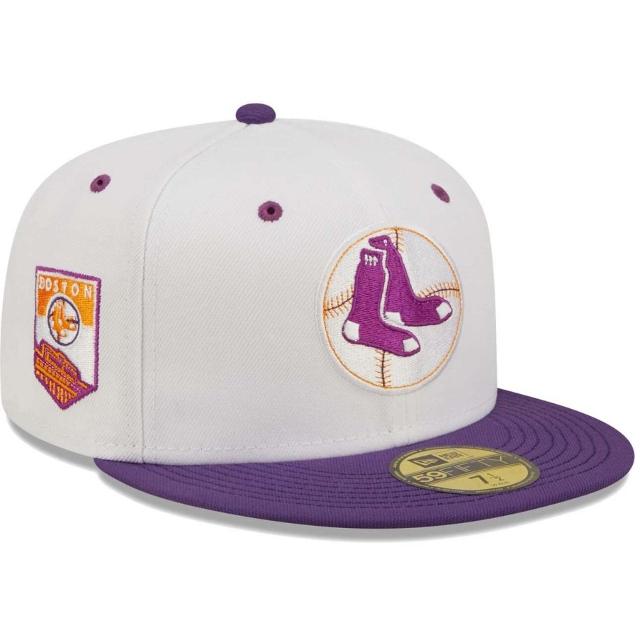 Team * | Men'S Boston Red Sox New Era White/Purple Boston Grape Lolli 59Fifty Fitted Hat