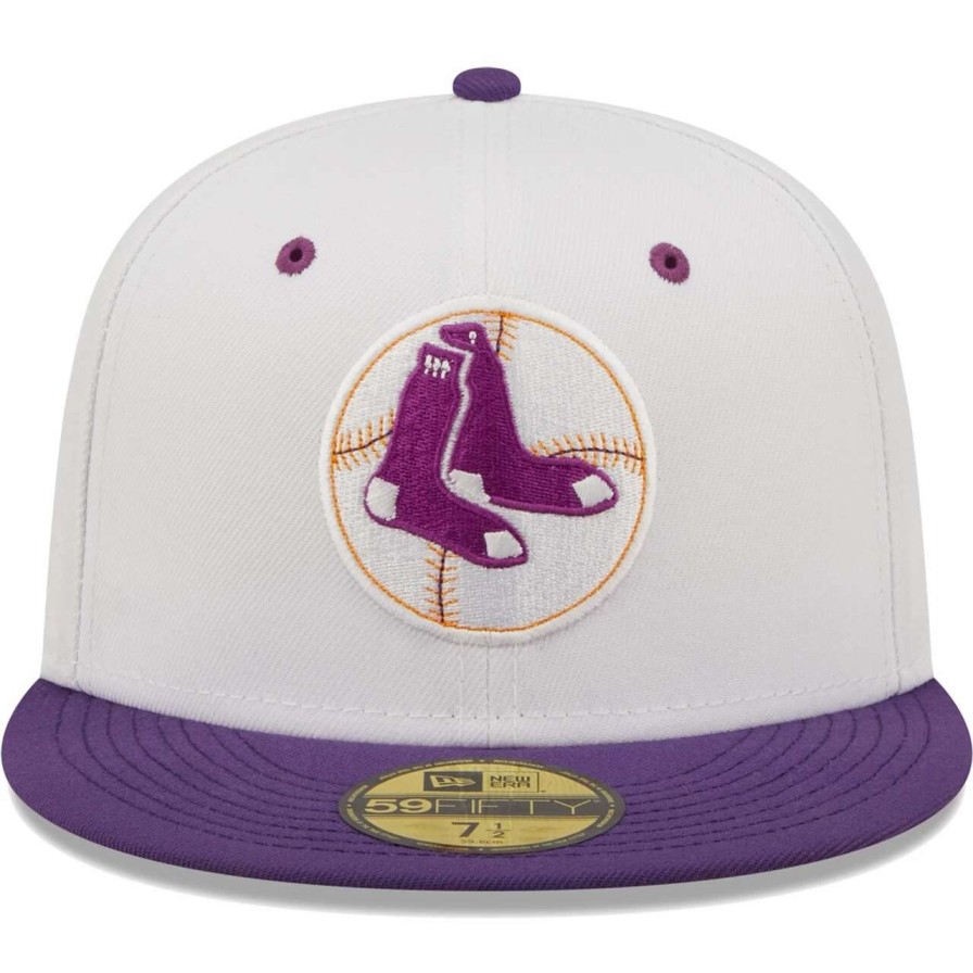 Team * | Men'S Boston Red Sox New Era White/Purple Boston Grape Lolli 59Fifty Fitted Hat