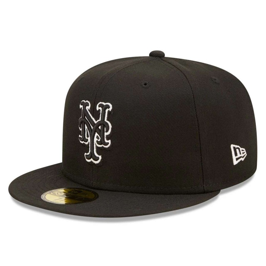 Team * | Men'S New York Mets New Era Black On Black Dub 59Fifty Fitted Hat