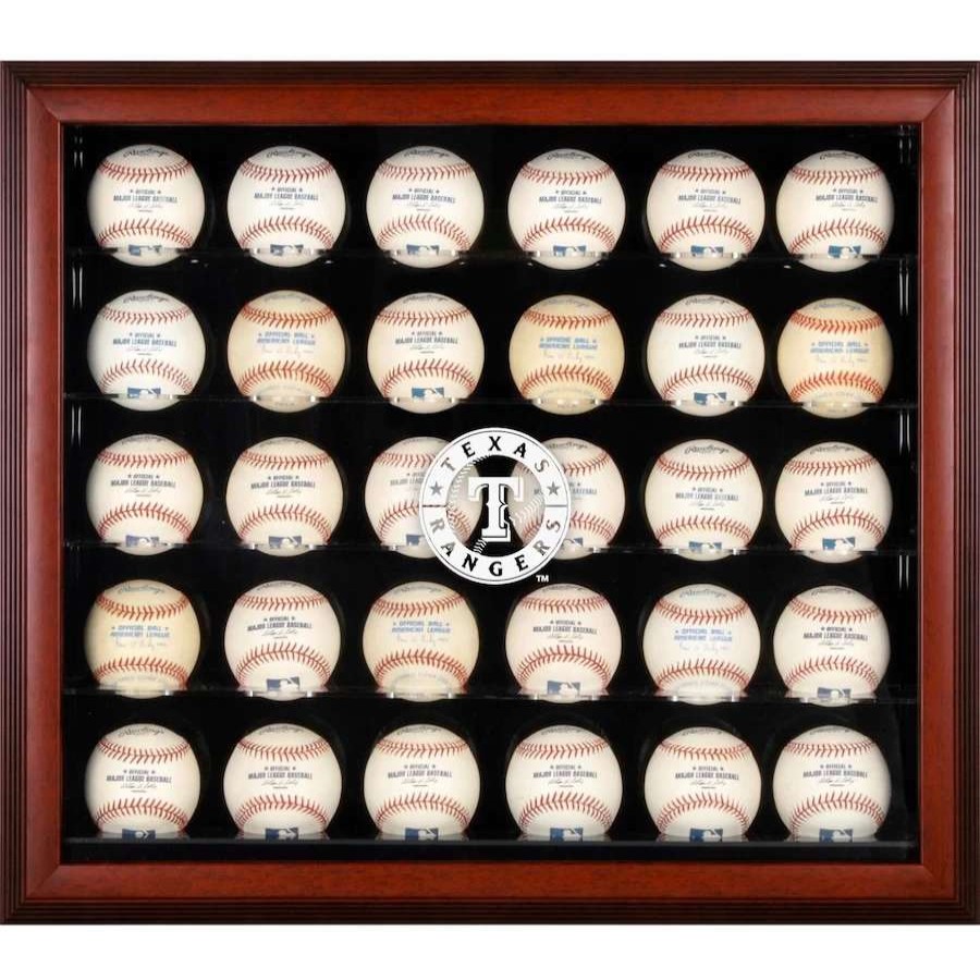 Collectibles & Memorabilia * | Texas Rangers Fanatics Authentic Logo Mahogany Framed 30-Ball Display Case