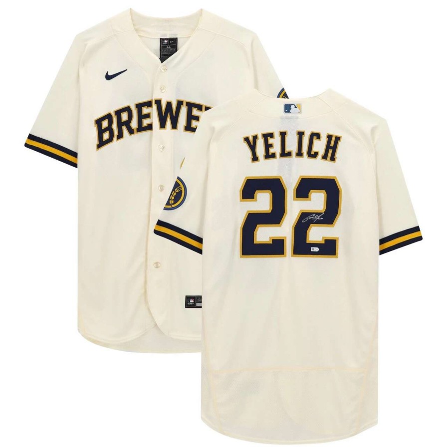 Collectibles & Memorabilia * | Autographed Milwaukee Brewers Christian Yelich Fanatics Authentic Cream Nike Authentic Jersey