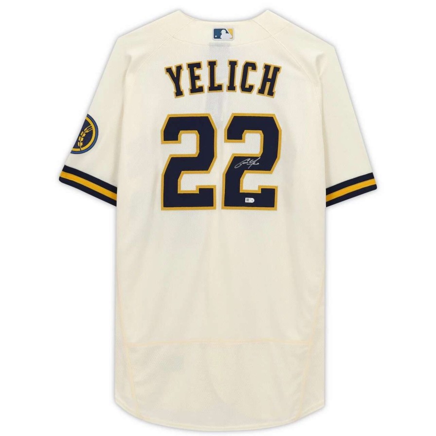 Collectibles & Memorabilia * | Autographed Milwaukee Brewers Christian Yelich Fanatics Authentic Cream Nike Authentic Jersey