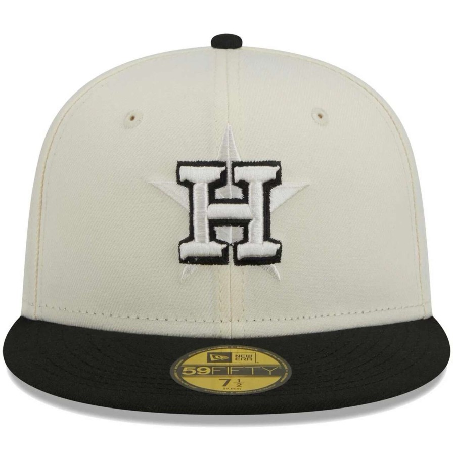 Team * | Men'S Houston Astros New Era Stone/Black Chrome 59Fifty Fitted Hat