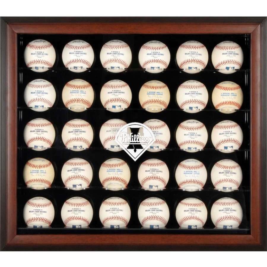 Collectibles & Memorabilia * | Philadelphia Phillies Fanatics Authentic Logo Brown Framed 30-Ball Display Case