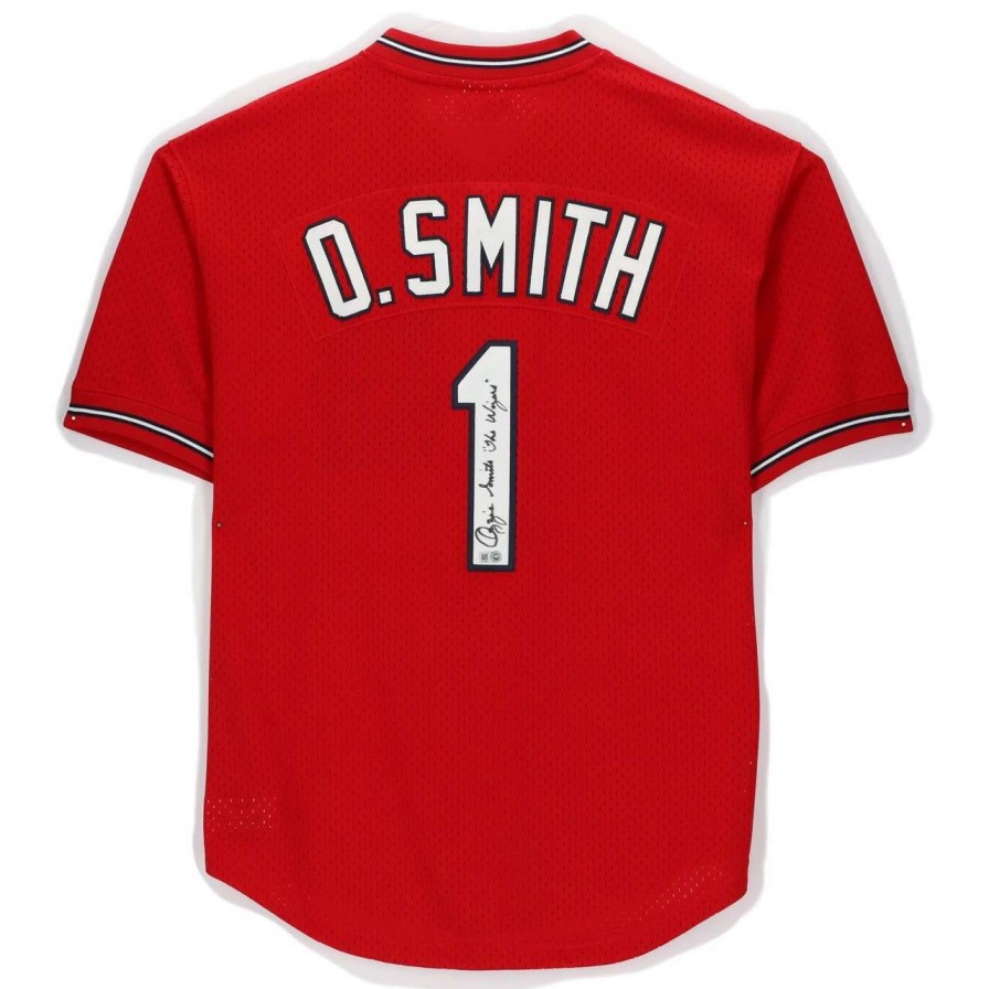 Collectibles & Memorabilia * | Autographed St. Louis Cardinals Ozzie Smith Fanatics Authentic Scarlett Mitchell & Ness Batting Practice Jersey With "The Wizard" Inscription