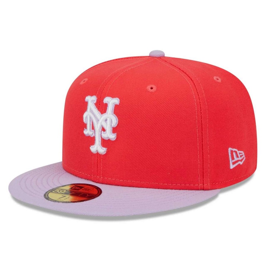 Team * | Men'S New York Mets New Era Red/Lavender Spring Color Two-Tone 59Fifty Fitted Hat