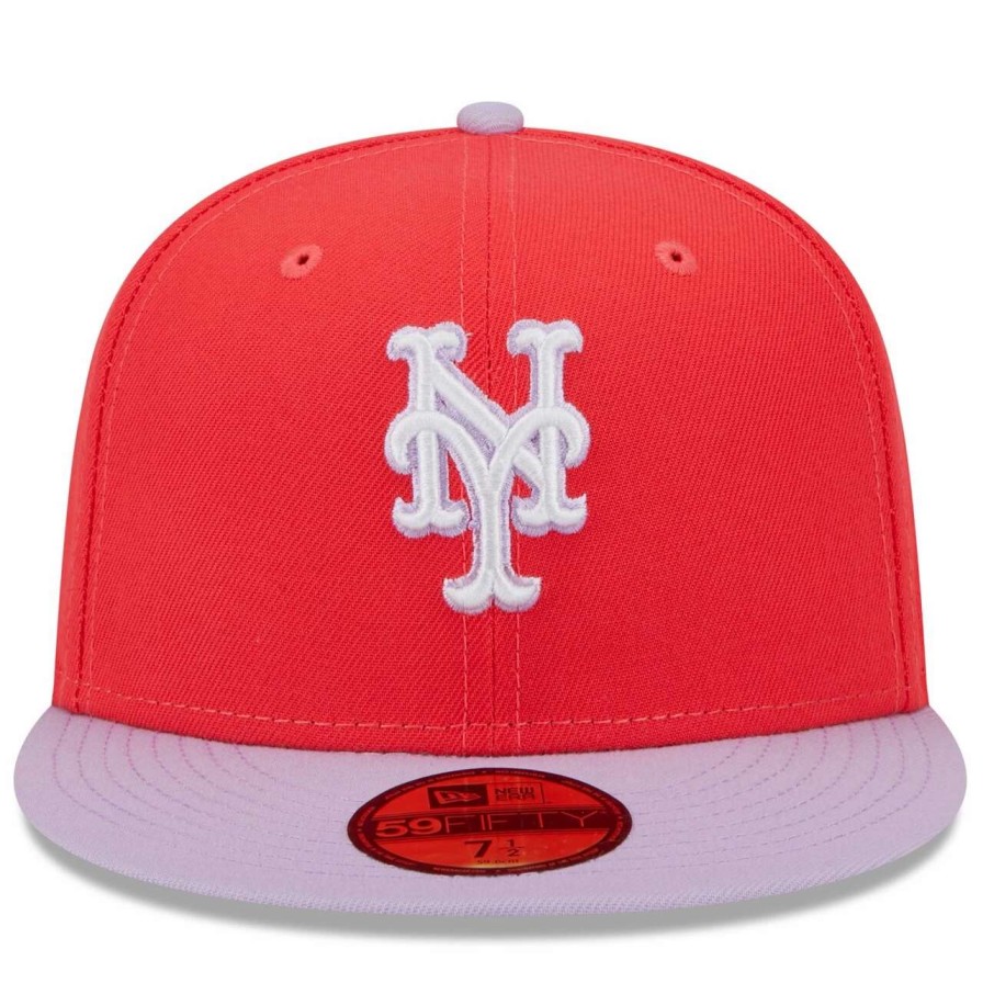 Team * | Men'S New York Mets New Era Red/Lavender Spring Color Two-Tone 59Fifty Fitted Hat