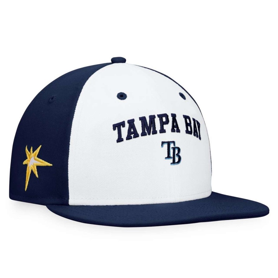 Team * | Men'S Tampa Bay Rays Fanatics Branded White/Navy Iconic Color Blocked Fitted Hat