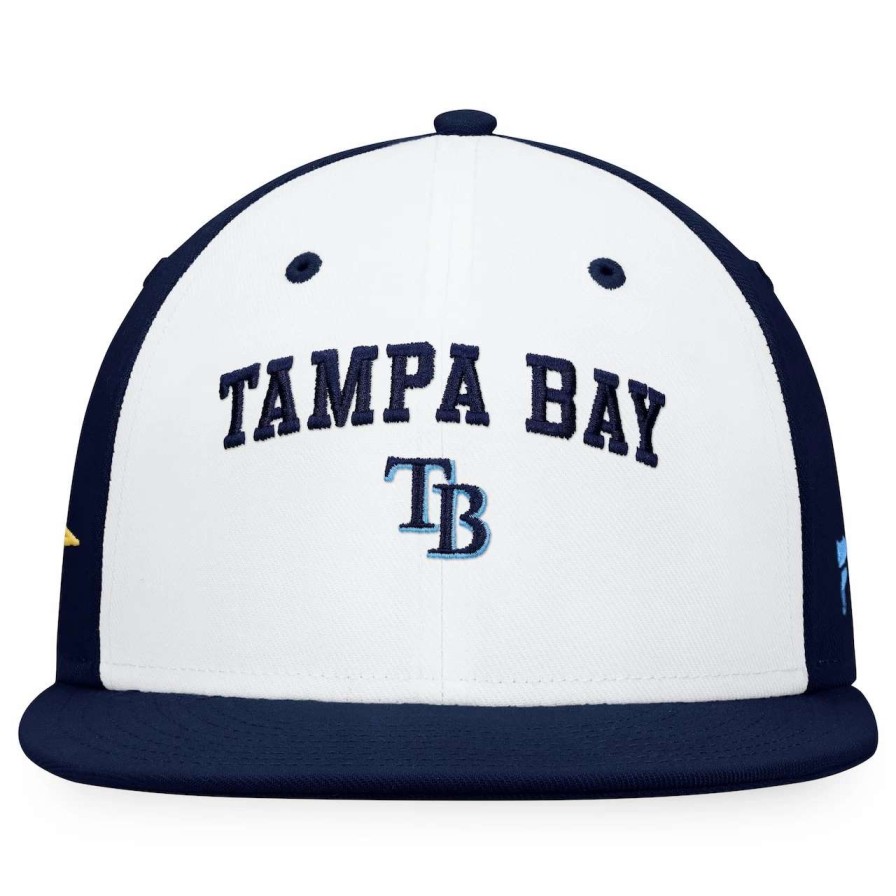 Team * | Men'S Tampa Bay Rays Fanatics Branded White/Navy Iconic Color Blocked Fitted Hat