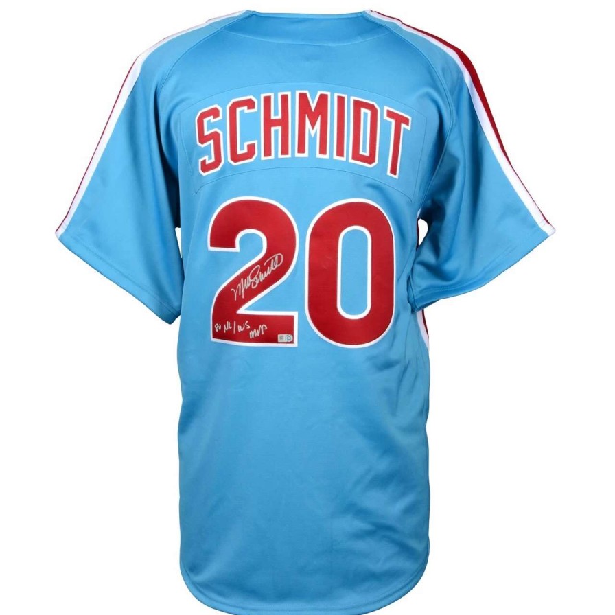 Collectibles & Memorabilia * | Autographed Philadelphia Phillies Mike Schmidt Fanatics Authentic Mitchell & Ness Authentic Light Blue 1980 Jersey With 80 Nl/Mvp Inscription