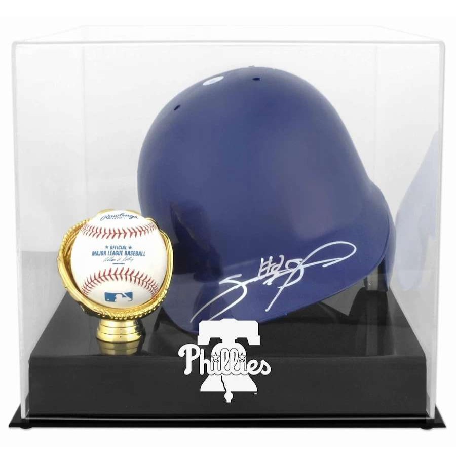 Collectibles & Memorabilia * | Philadelphia Phillies Fanatics Authentic Batting Helmet With Ball Holder 2019 Logo Display Case