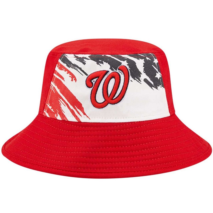 Team * | Men'S Washington Nationals New Era Red 2022 4Th Of July Bucket Hat