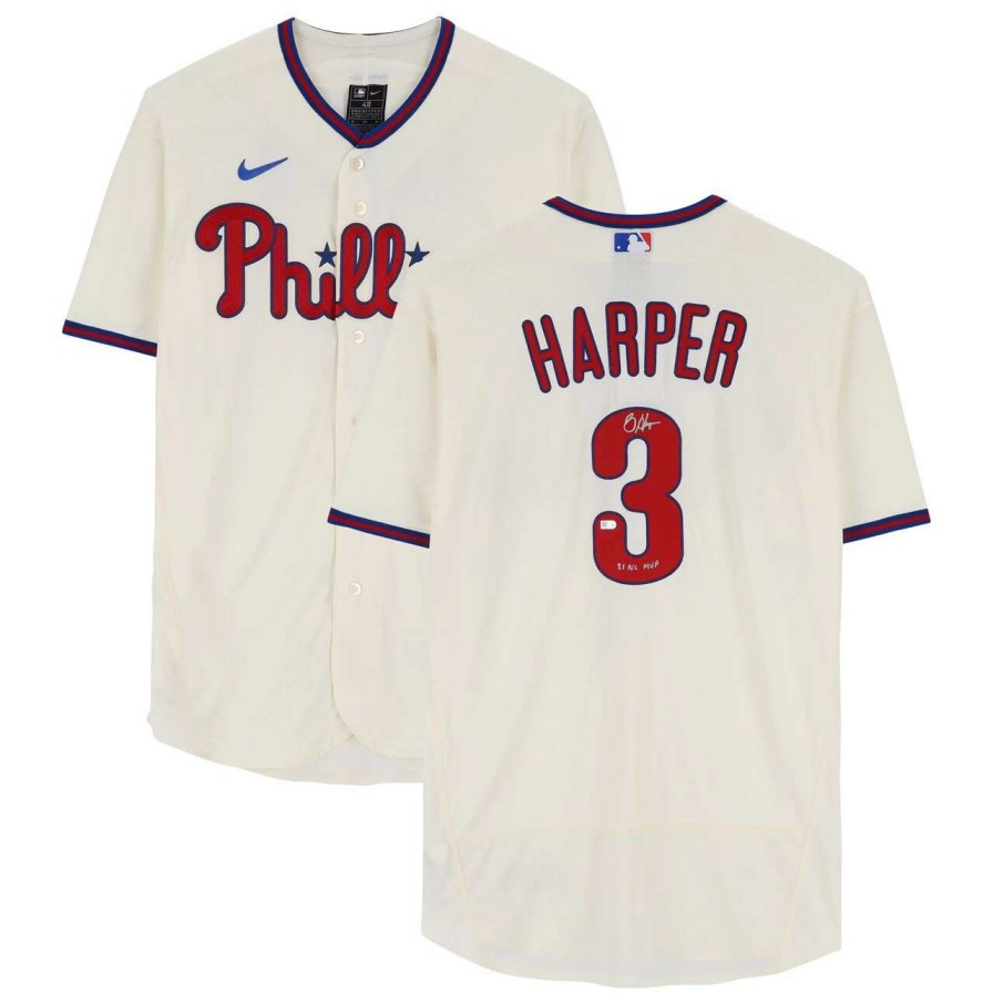 Collectibles & Memorabilia * | Bryce Harper Philadelphia Phillies Autographed Fanatics Authentic Cream Nike Authentic Jersey With "21 Nl Mvp" Inscription