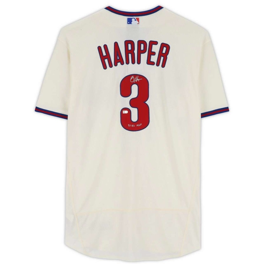 Collectibles & Memorabilia * | Bryce Harper Philadelphia Phillies Autographed Fanatics Authentic Cream Nike Authentic Jersey With "21 Nl Mvp" Inscription