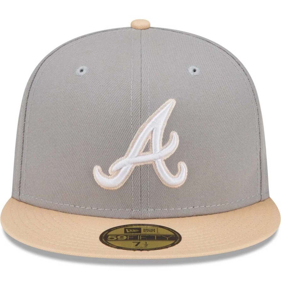 Team * | Men'S Atlanta Braves New Era Gray/Peach Purple Undervisor 59Fifty Fitted Hat