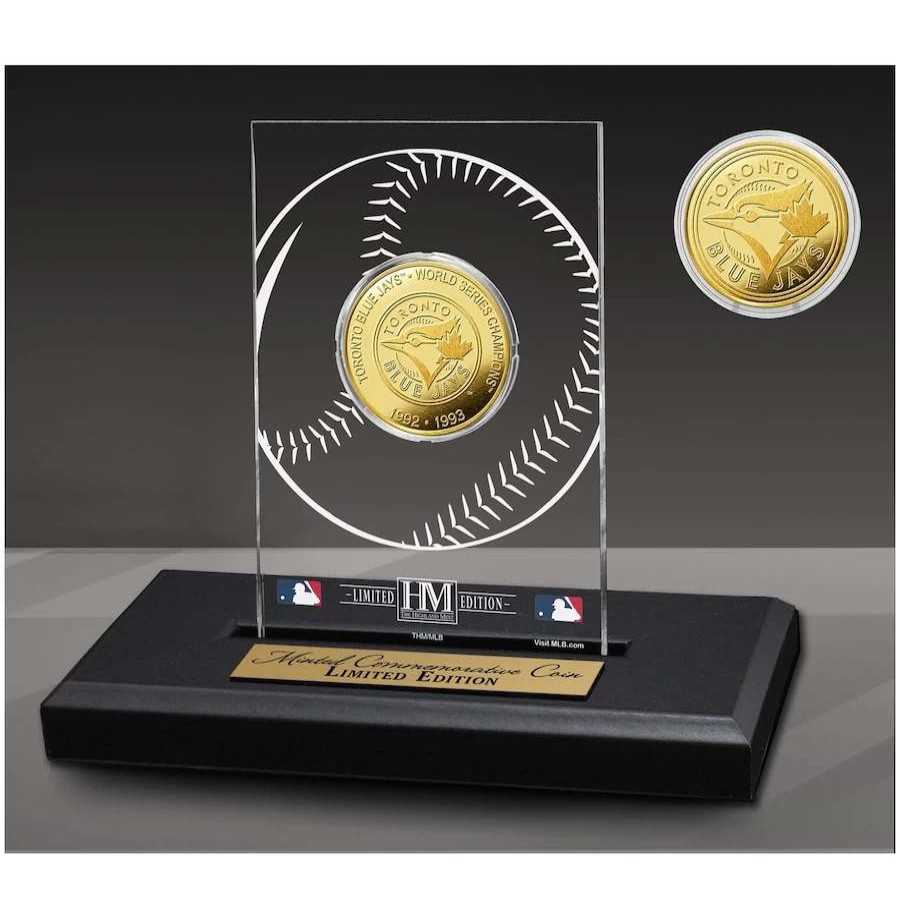 Collectibles & Memorabilia * | Toronto Blue Jays Highland Mint 2-Time World Series Champions Acrylic Gold Coin Desk Top Display