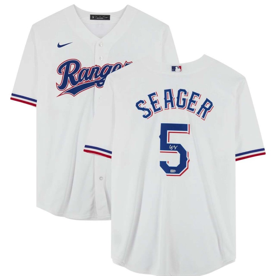 Collectibles & Memorabilia * | Autographed Texas Rangers Corey Seager Fanatics Authentic White Nike Replica Jersey