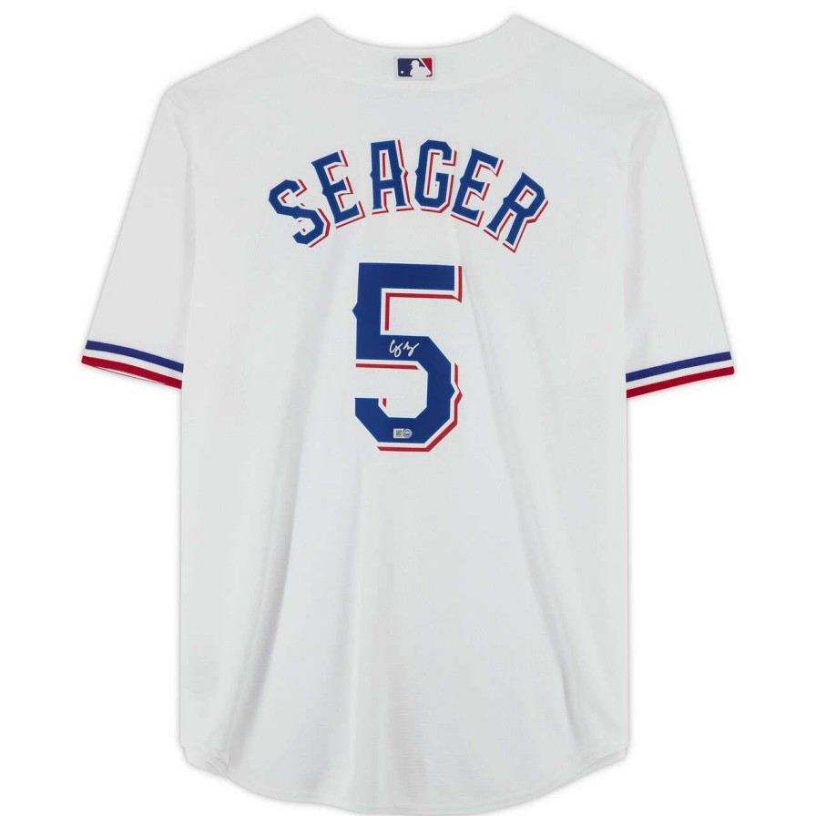 Collectibles & Memorabilia * | Autographed Texas Rangers Corey Seager Fanatics Authentic White Nike Replica Jersey