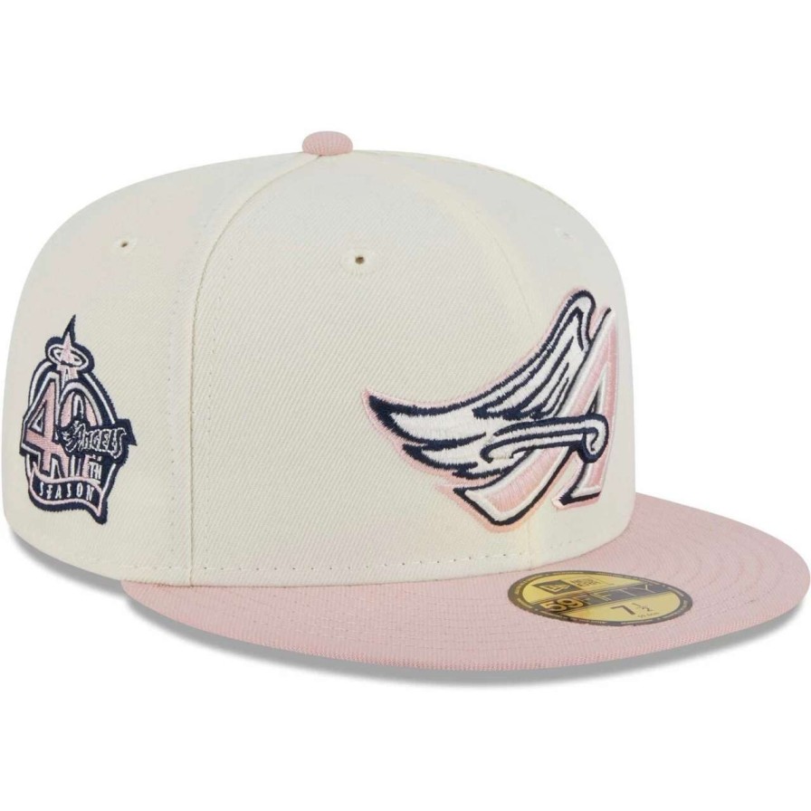 Team * | Men'S Los Angeles Angels New Era White/Pink Chrome Rogue 59Fifty Fitted Hat