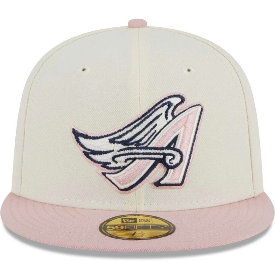 Team * | Men'S Los Angeles Angels New Era White/Pink Chrome Rogue 59Fifty Fitted Hat