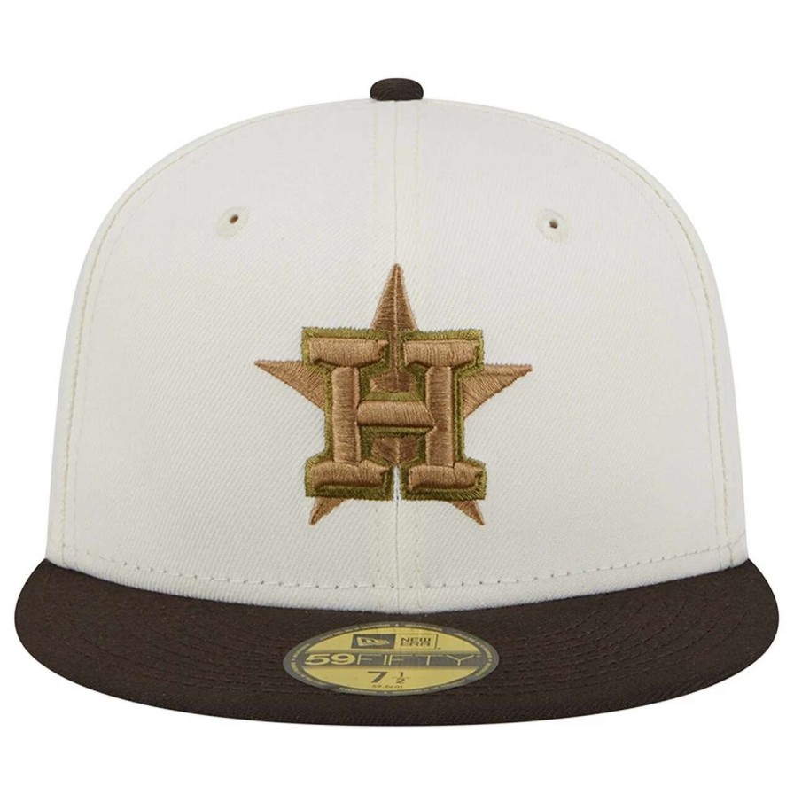 Team * | Men'S Houston Astros New Era White/Brown 50Th Team Anniversary 59Fifty Fitted Hat