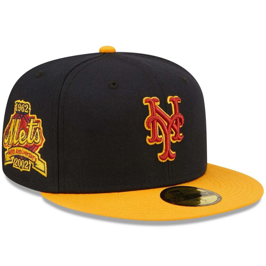 Team * | Men'S New York Mets New Era Navy/Gold 40Th Anniversary Primary Logo 59Fifty Fitted Hat