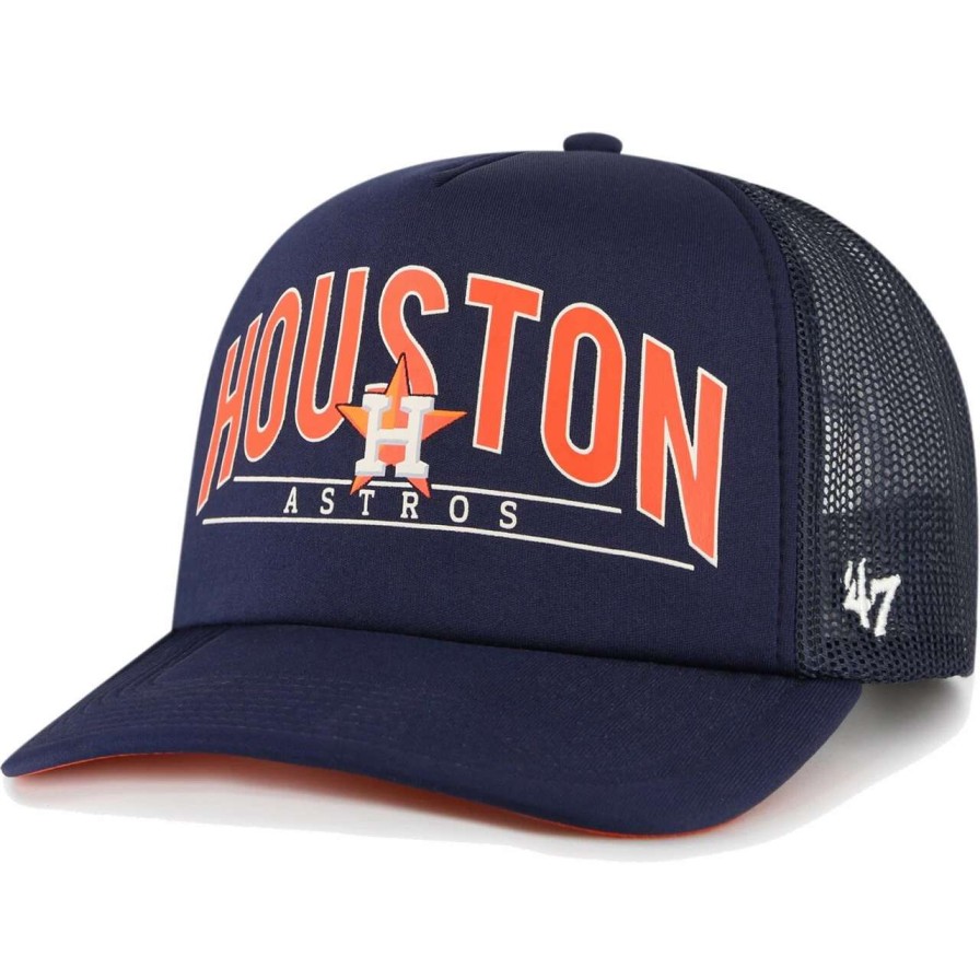 Team * | Men'S Houston Astros '47 Navy Backhaul Foam Trucker Snapback Hat