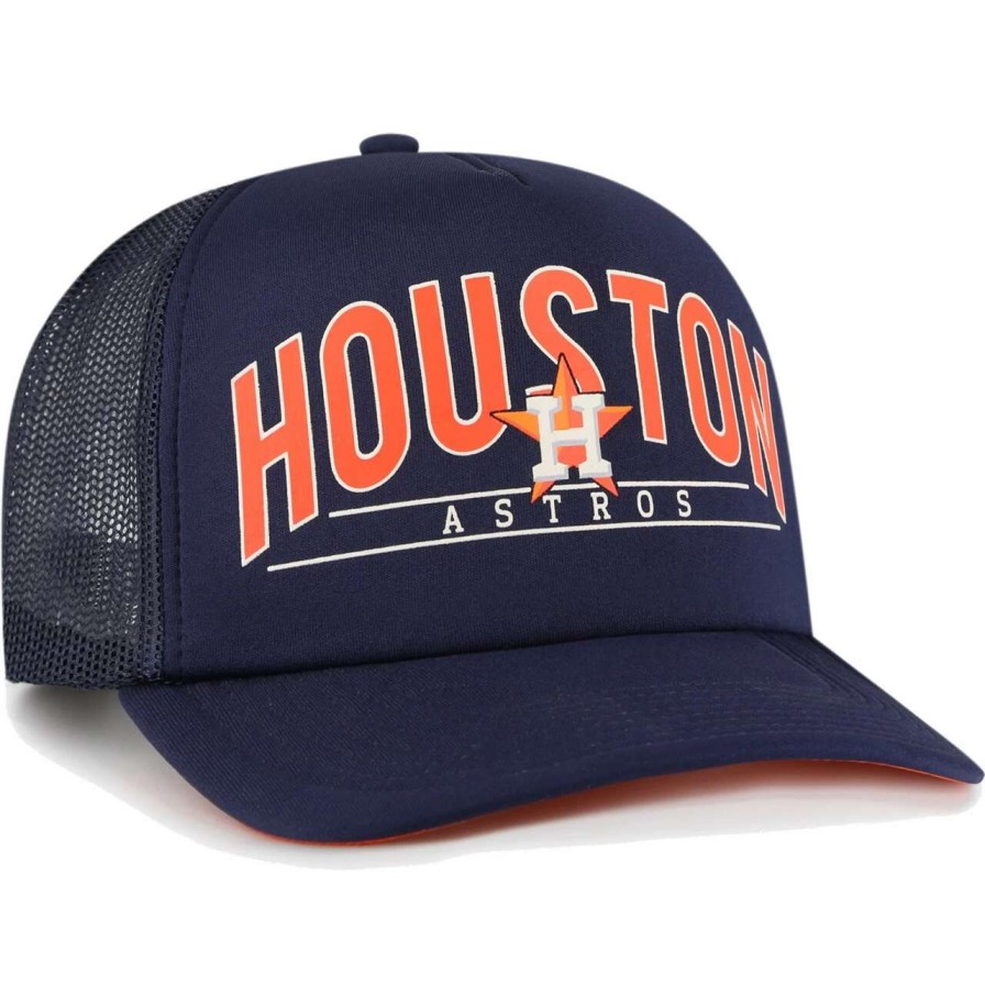 Team * | Men'S Houston Astros '47 Navy Backhaul Foam Trucker Snapback Hat