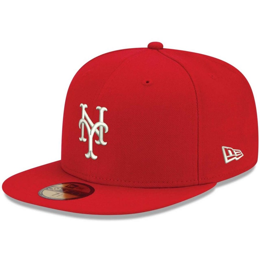 Team * | Men'S New York Mets New Era Red White Logo 59Fifty Fitted Hat