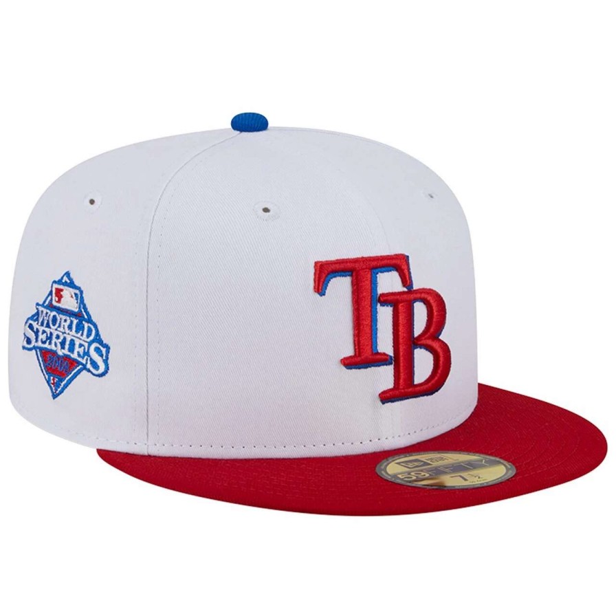 Team * | Men'S Tampa Bay Rays New Era White/Red Undervisor 59Fifty Fitted Hat