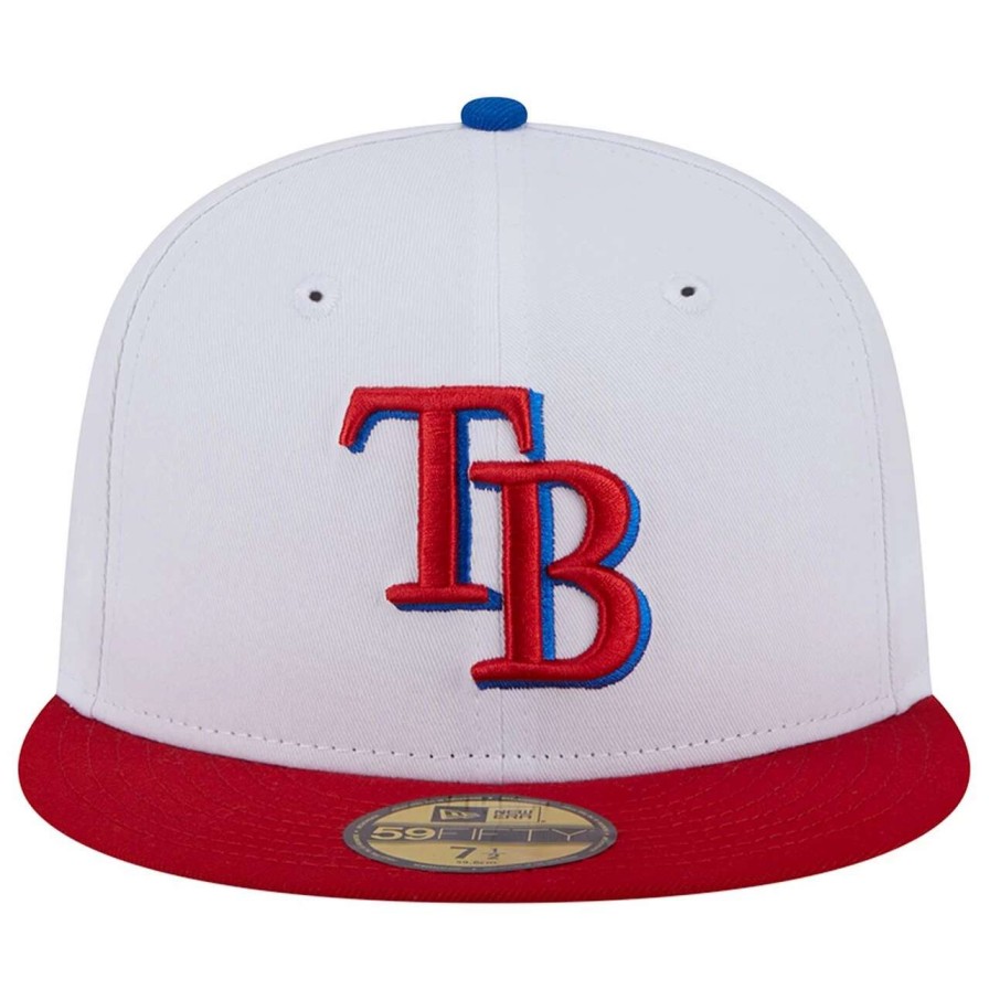 Team * | Men'S Tampa Bay Rays New Era White/Red Undervisor 59Fifty Fitted Hat