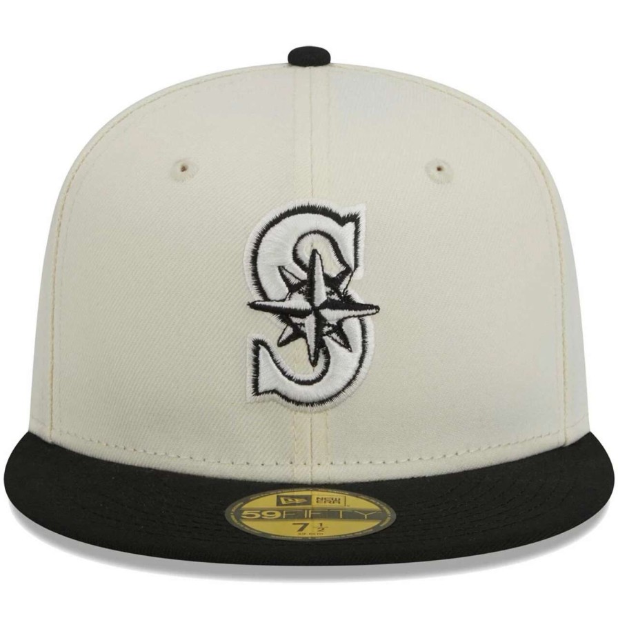 Team * | Men'S Seattle Mariners New Era Stone/Black Chrome 59Fifty Fitted Hat