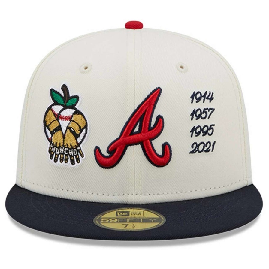 Team * | Men'S Atlanta Braves New Era Cream Four-Time World Series Champions X Quavo 59Fifty Fitted Hat