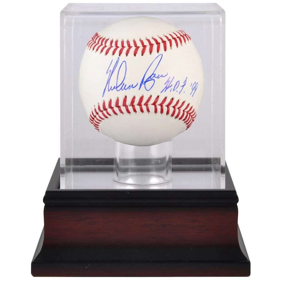 Collectibles & Memorabilia * | Autographed Texas Rangers Nolan Ryan Fanatics Authentic Baseball With "Hof 99" Inscription And Mahogany Baseball Display Case